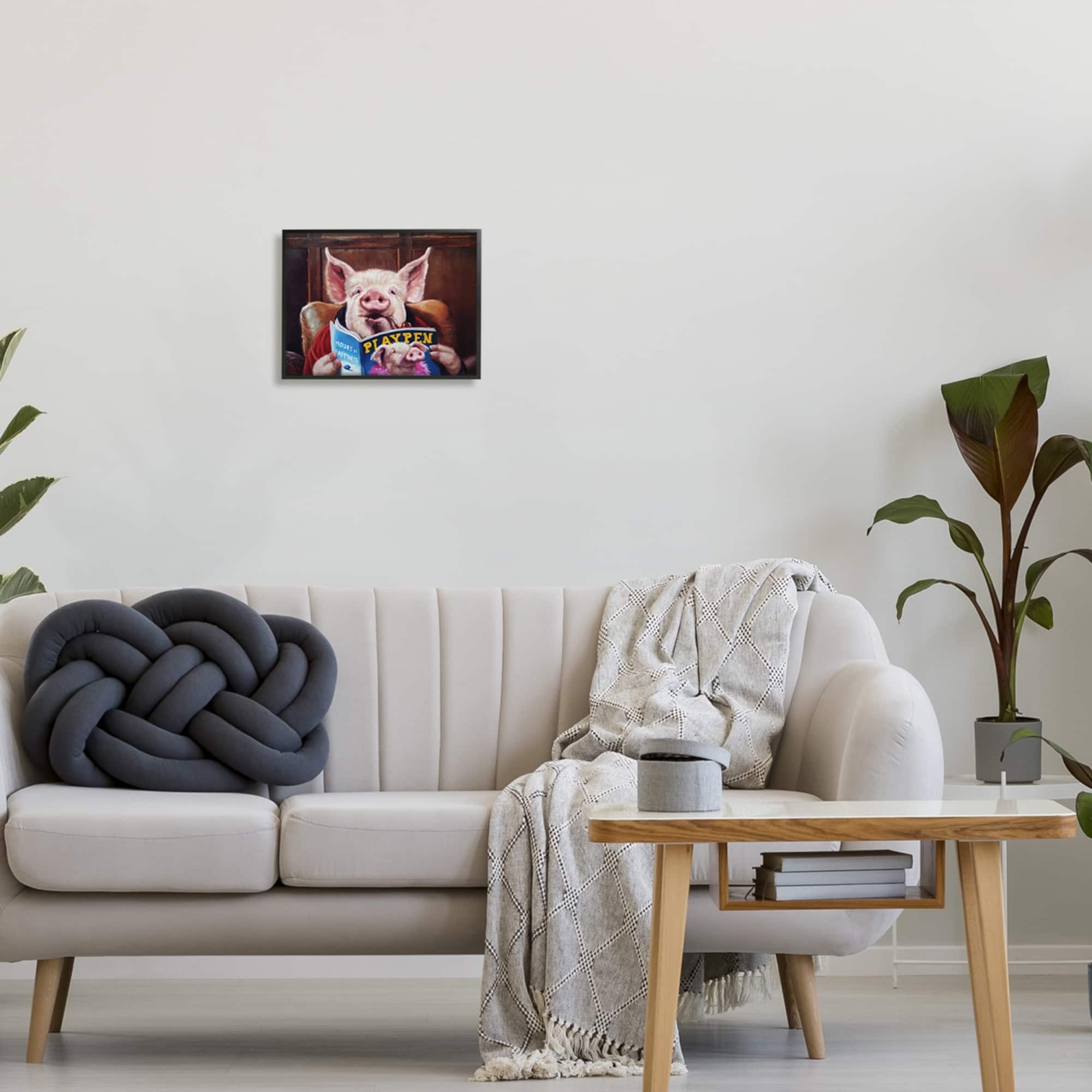 Stupell Industries Funny Pig Magazine Man Cave Framed Giclee Art